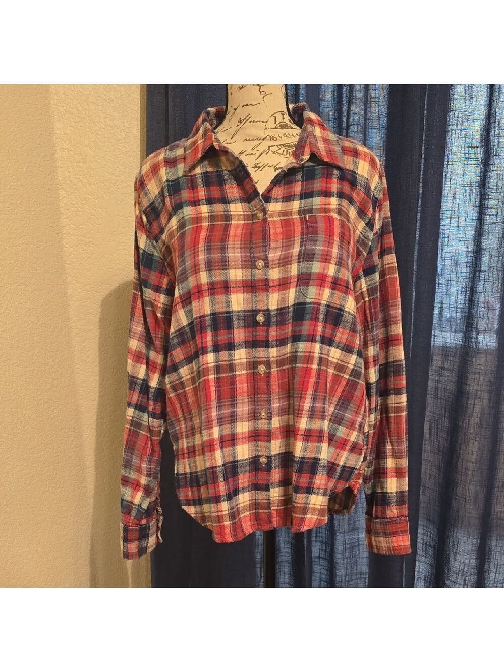 Lucky Brand Womens Multicolor Plaid Flannel Button Down Shirt Medium